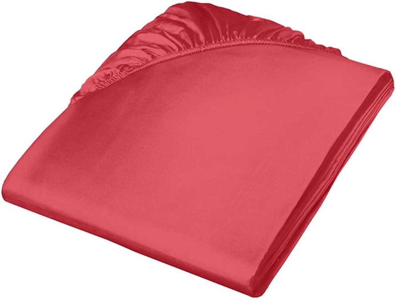 Fleuresse Mako-Satin-Spannlaken colours Farbe kirsch 0251 160x200 Bild 1