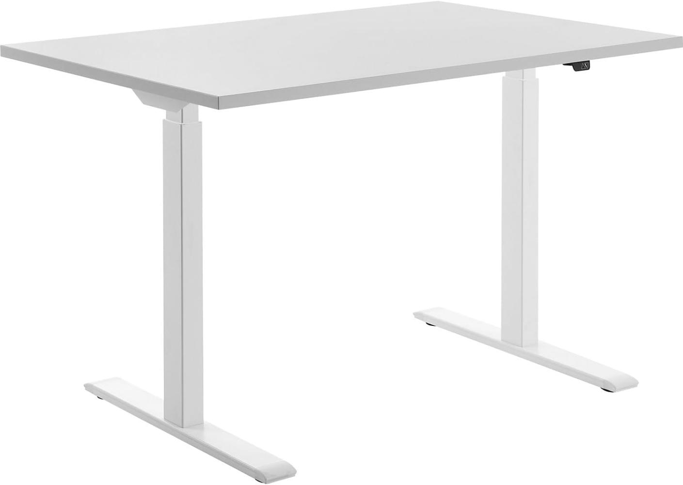 TOPSTAR | Schreibtisch | elektrisch höhenverstellbar | BxT 1200 x 800 mm | Platte lichtgrau | Gestell weiß Bild 1