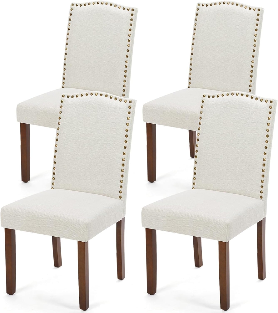 DUMOS Esszimmerstühle 4er Set, Elegant und Schön Modern Stühle Esszimmer, Pu-Leder Gepolstert küchenstühle, Esszimmerstuhl Geeignet für Küche, Wohnzimmer, Schlafzimmer (Beige) Bild 1