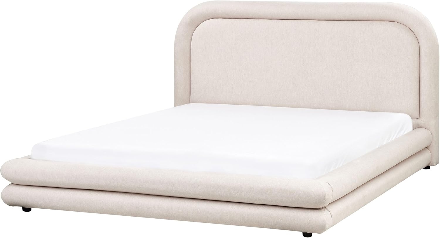 Bett mit Lattenrost Kunstleinen LAVARDENS 160 x 200 cm Hellbeige Bild 1