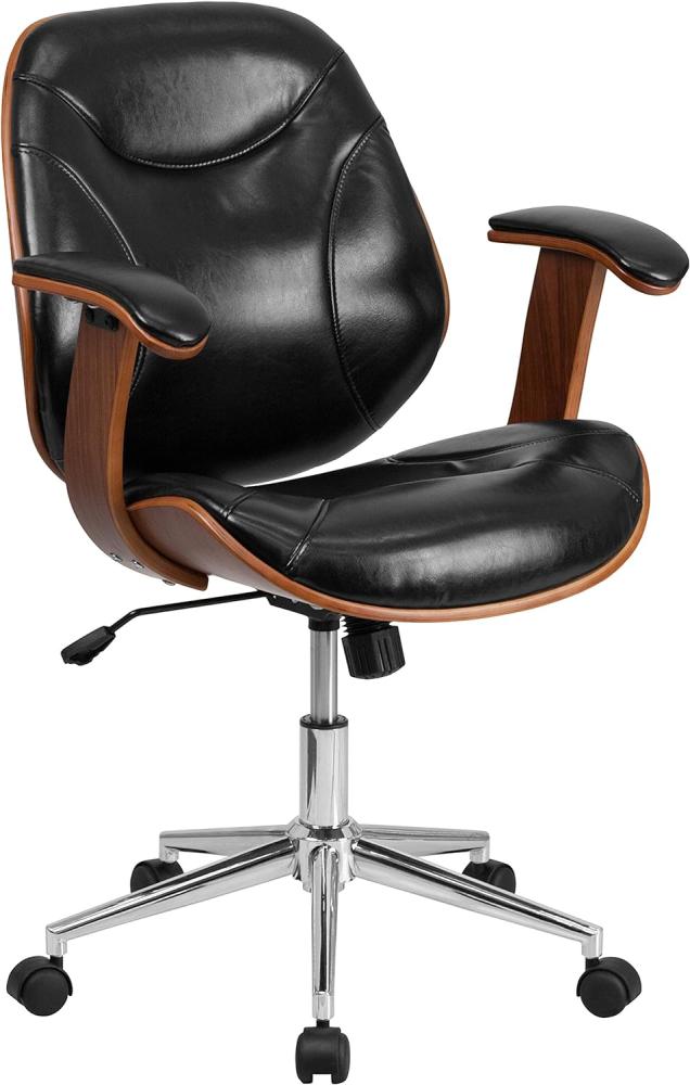 Flash Möbel mid-Back Leder Executive Holz Drehstuhl mit Armlehnen, Metall, schwarz, 63,5 x 58,42 x 43,18 cm Bild 1