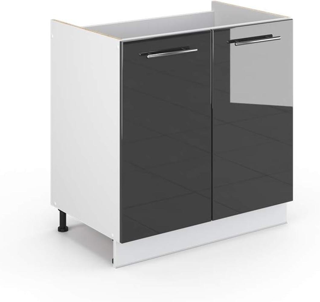 Vicco Spülenunterschrank Fame-Line, Anthrazit Hochglanz/Weiß, 80 cm, AP Marmor Bild 1