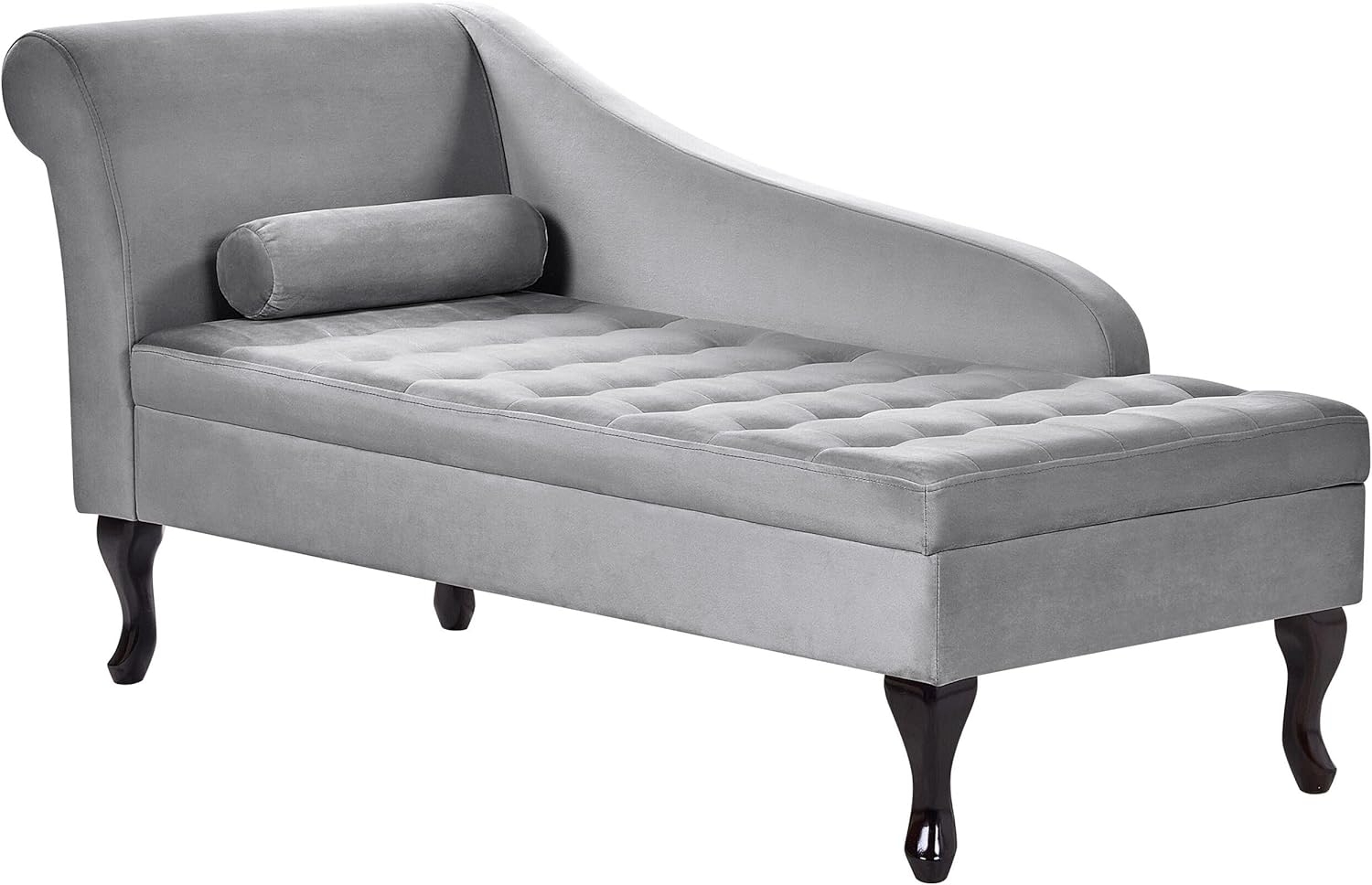 Chaiselongue Samtstoff hellgrau mit Bettkasten linksseitig PESSAC Bild 1