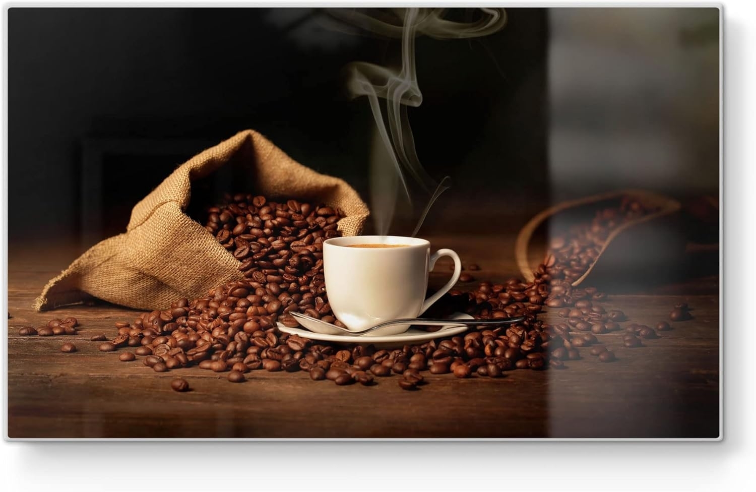 DEQORI Schneidebrett 'Kaffeetasse mit Bohnen', Glas, Platte Frühstücksbrett Schneideplatte Bild 1