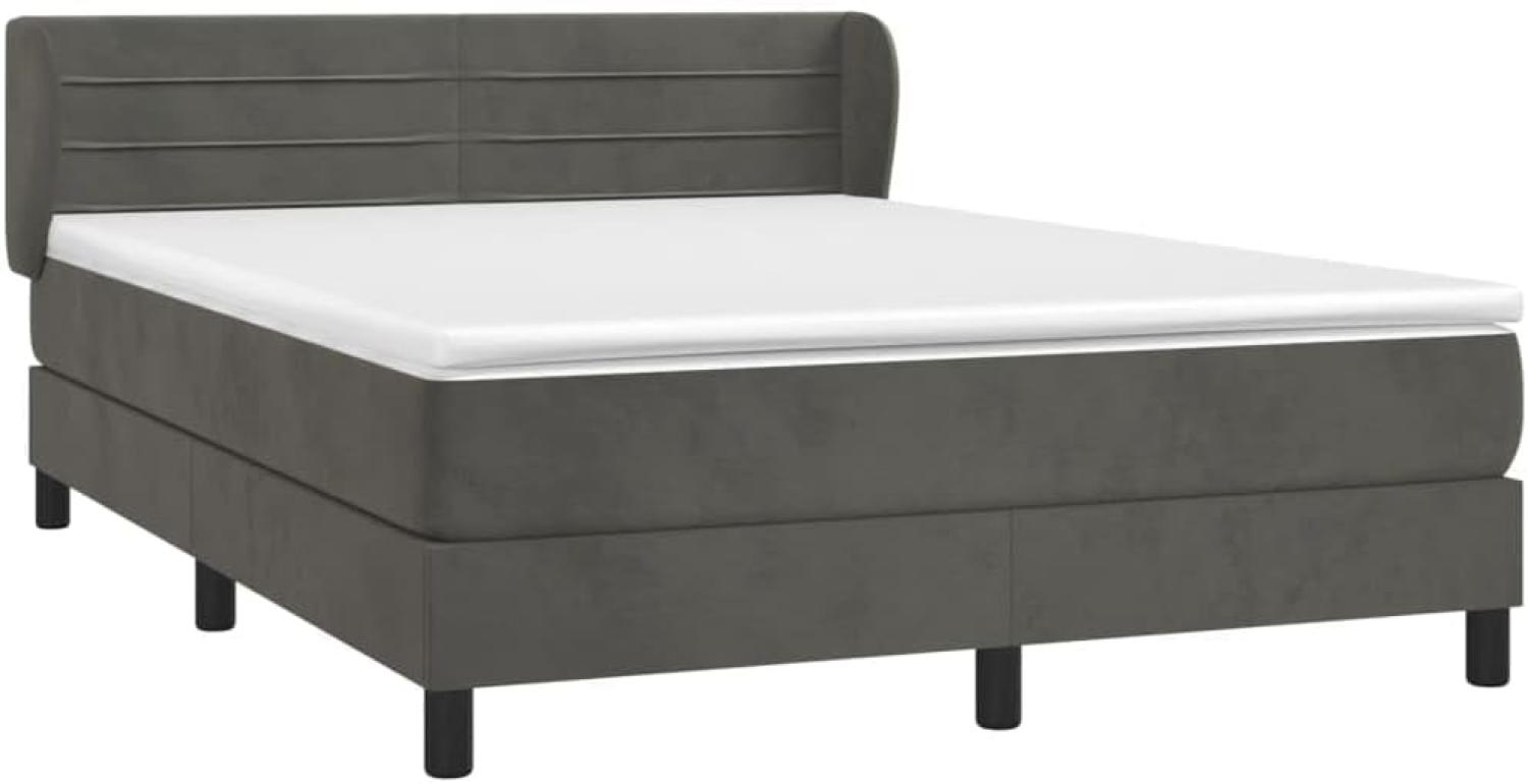 vidaXL Boxspringbett mit Matratze, Samt dunkelgrau, 180 x 200 cm Bild 1