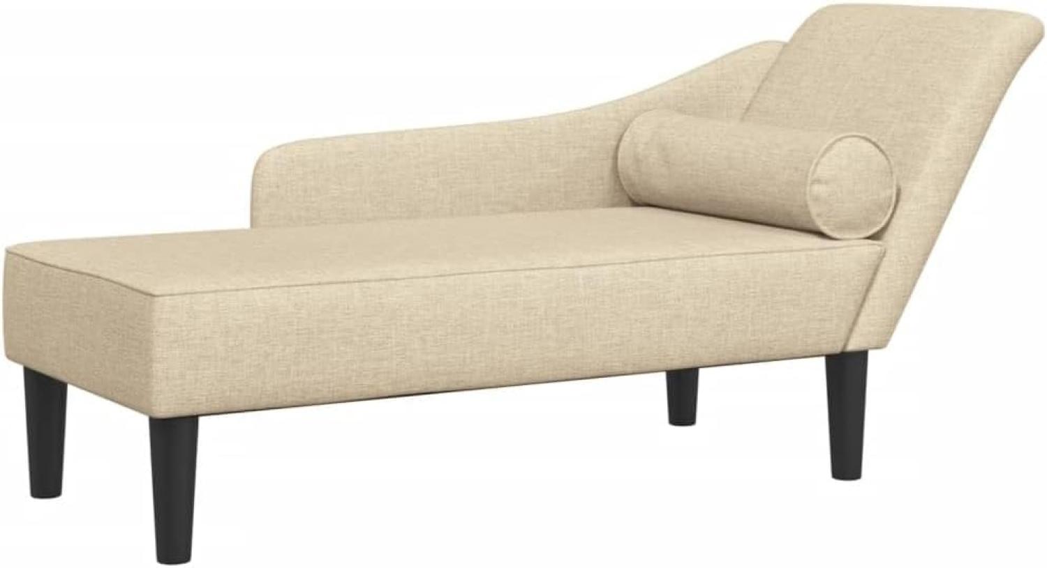 vidaXL Chaiselongue mit Kissen Creme Stoff Bild 1