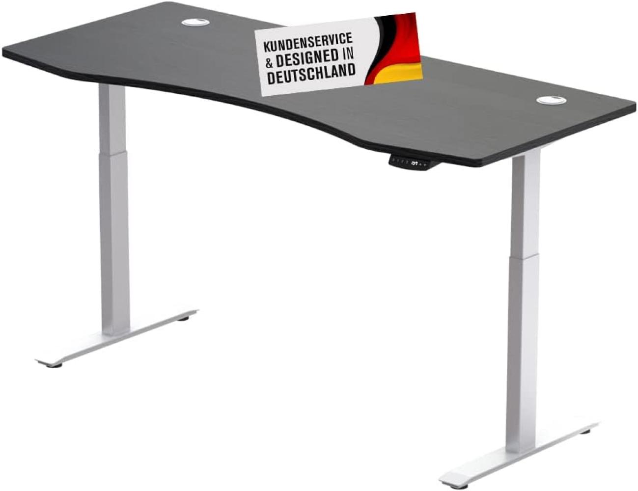 Schreibtisch Höhenverstellbar Elektrisch Mit Memory Funktion Ergonomischer Stehtisch Mit Teleskop Tischgestell 180 x 80 cm Oder 150 x 78 cm (Weiß-Schwarz, 180 x 80 cm) Bild 1