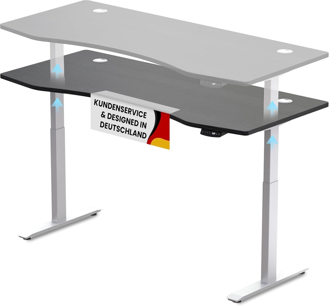 Schreibtisch Höhenverstellbar Elektrisch Mit Memory Funktion Ergonomischer Stehtisch Mit Teleskop Tischgestell 180x80 cm Oder 150x78 cm (Weiß-Schwarz, 180x80 cm) Bild 1