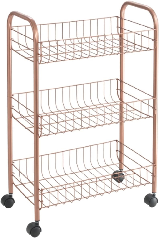 METALTEX 344403000 Lugano Allzweckwagen mit 3 Etagen Polytherm Copper / Rollregal, Höhe 63 cm Bild 1