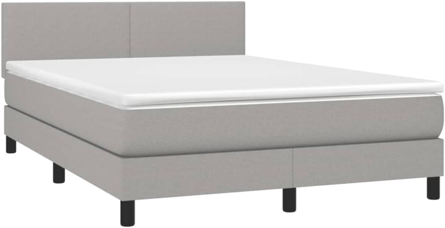 vidaXL Boxspringbett mit Matratze & LED Hellgrau 140x190 cm Stoff, Härtegrad: H2 [3132989] Bild 1