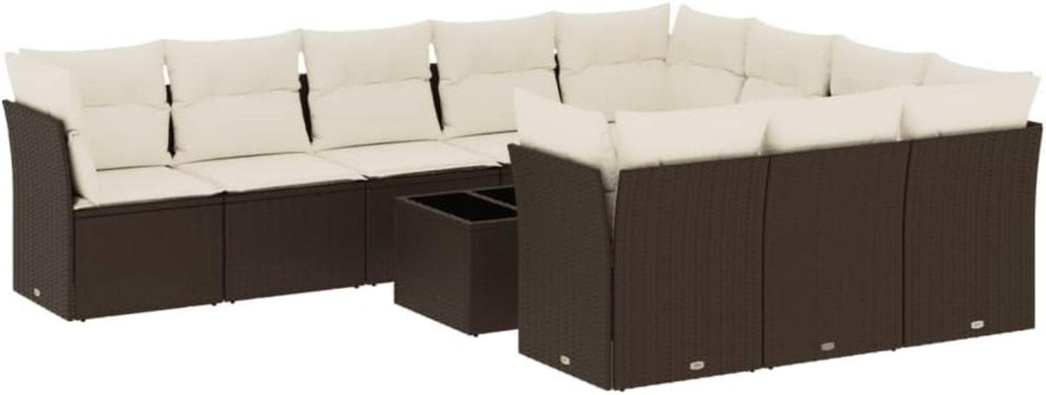 vidaXL 11-tlg. Garten-Sofagarnitur mit Kissen Braun Poly Rattan 3250072 Bild 1