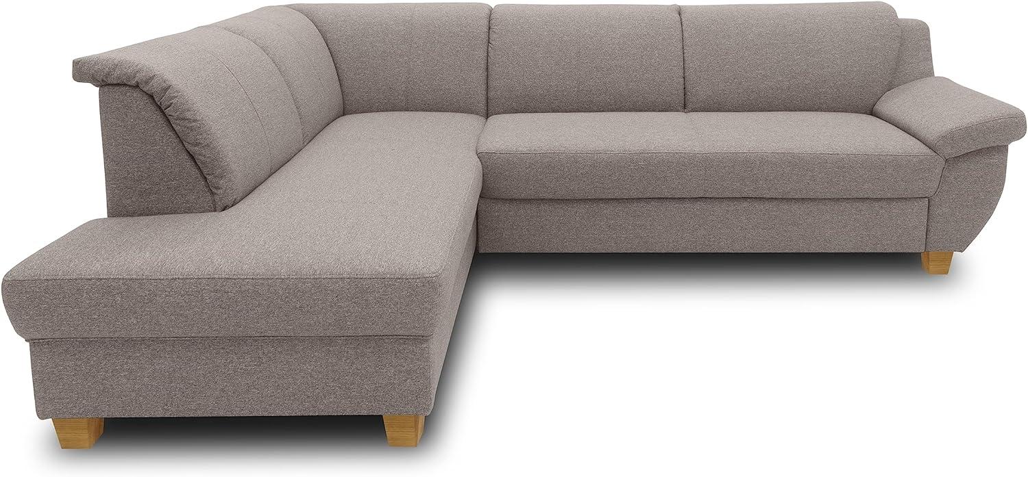 DOMO Collection Ecksofa Panama, klassisches Ecksofa in L-Form, Eckcouch, Sofa Couch, Ecke mit Schlaffunktion 254 x 186 cm in taupe Bild 1