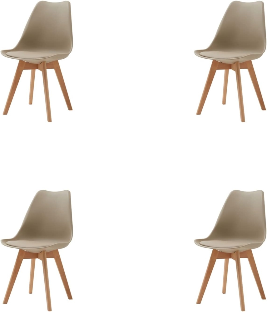 HJhomeheart Esszimmerstuhl 4er Set, Massivholzbeine, Abnehmbares Stuhlkissen, Küchenstuhl, Moderner Stuhl (Beige-4) Bild 1
