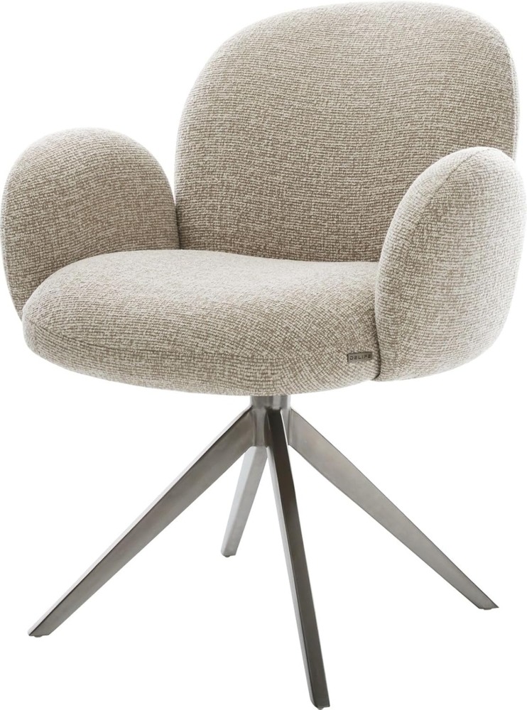 Drehstuhl Nube-Flex mit Armlehnen Webstoff Soft Beige Kreuzgestell breit Graphit 360° drehbar Wippfunktion Taschenfederkern Bild 1