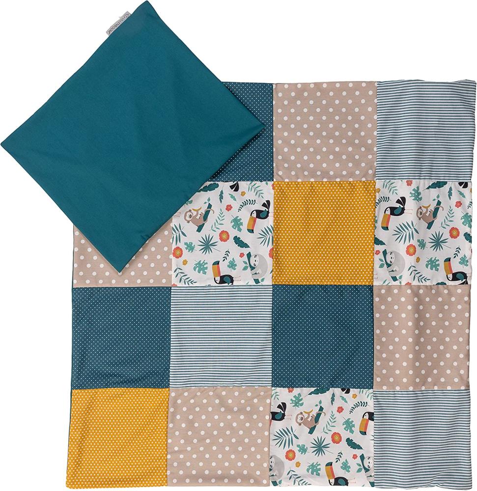 ULLENBOOM ® Babybettwäsche 80x80 cm Dschungel - 2 Teile (komplett): Baby Bettwäsche 80x80 cm & Kissenbezug 35x40 cm, Baby Bettset für das Babybett aus 100% Baumwolle Bild 1