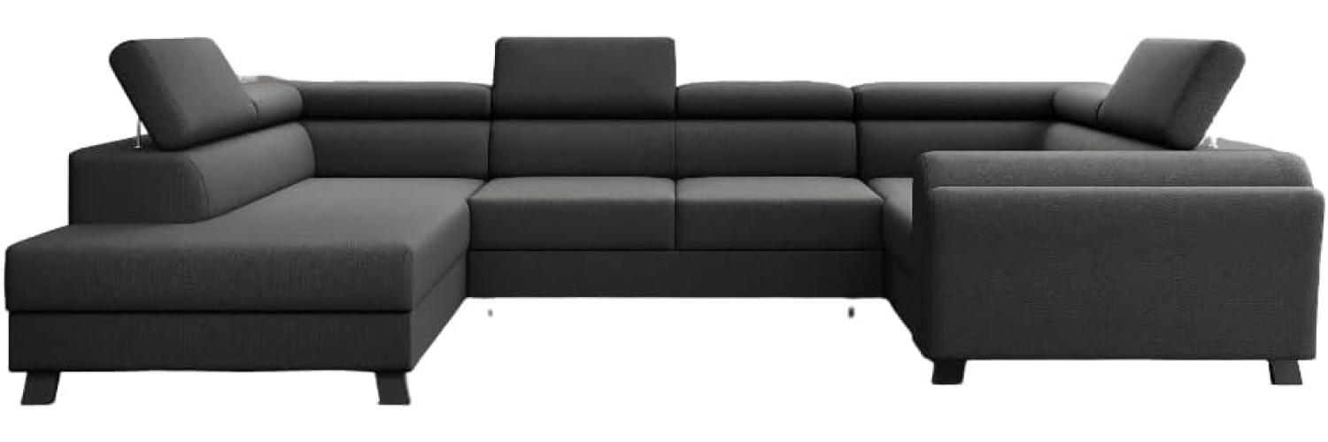 Designer Sofa Emilio mit Schlaf- und Klappfunktion Stoff Schwarz Links Bild 1