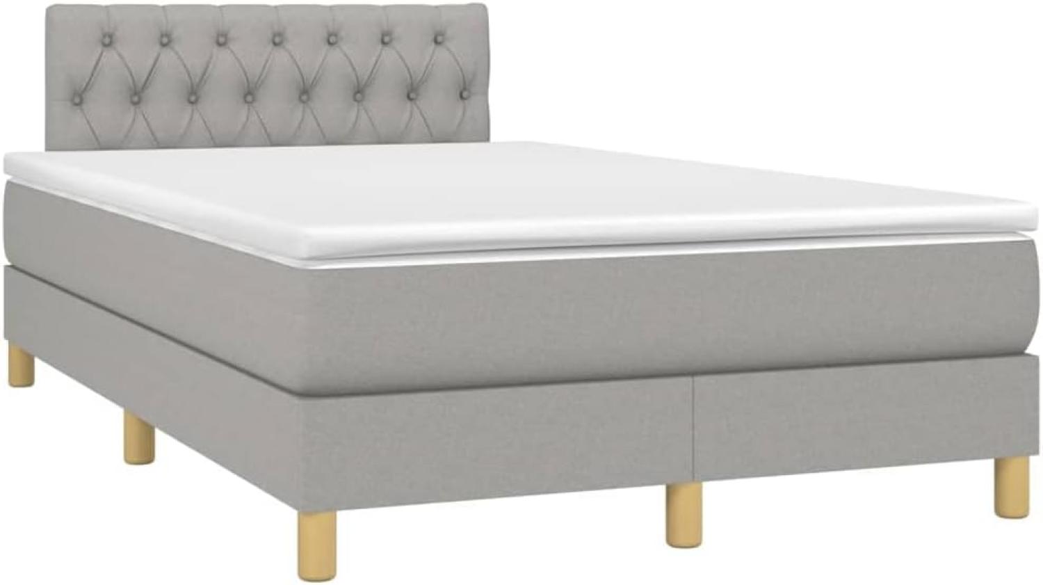 vidaXL Boxspringbett mit Matratze & LED Hellgrau 120x200 cm Stoff, Härtegrad: H2 [3133941] Bild 1