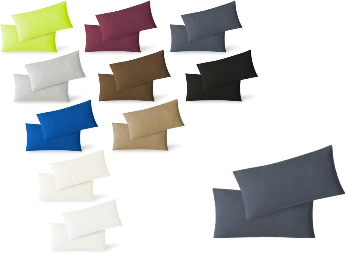 Jersey Kissenbezug, 2er Set, Baumwolle, Anthrazit, 40x60 cm Bild 1