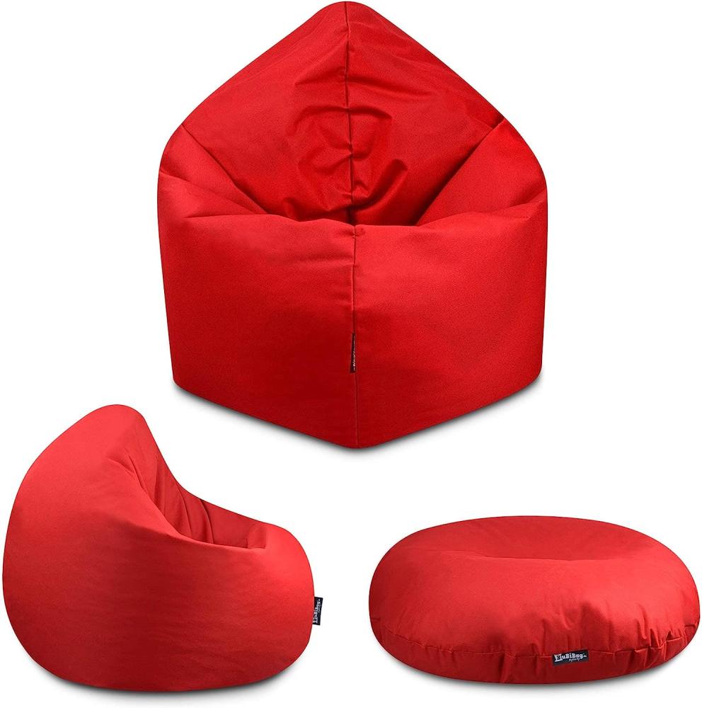 BuBiBag - 2in1 Sitzsack Bodenkissen - Outdoor Sitzsäcke Indoor Beanbag, Rot, Ø 100,0 cm Bild 1