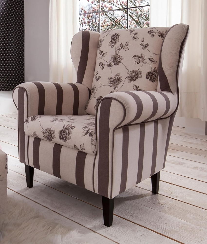 Polstersessel Ohrensessel Aversa mit schönem Landhaus Stoff Bild 1