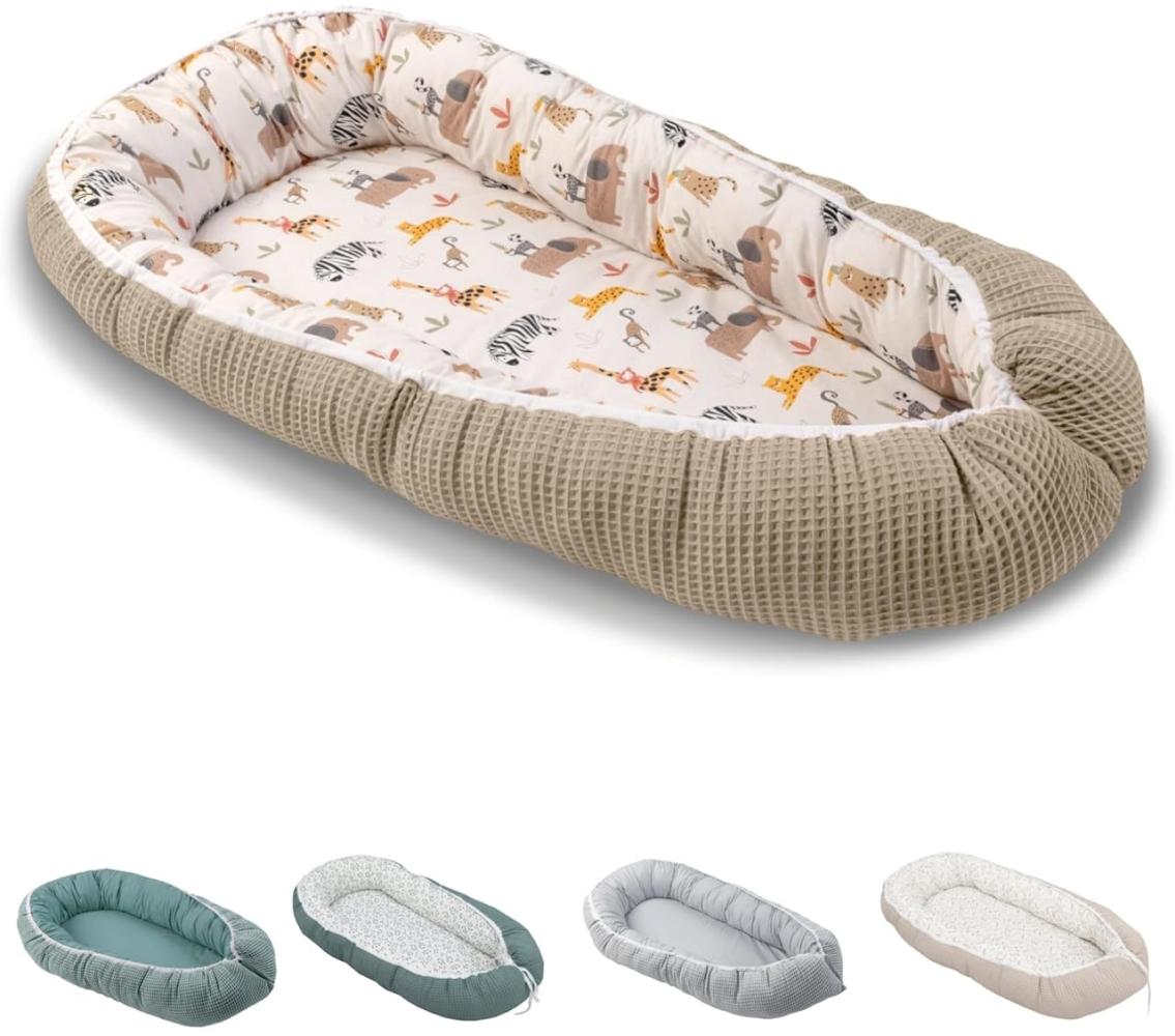 ULLENBOOM ® Bettnestchen Kuschelnest Baby 55x95 cm, kuscheliges Babynest, Made in EU, (1-tlg), Ideal für Neugeborene als Reisebett, Sand Savanne Bild 1