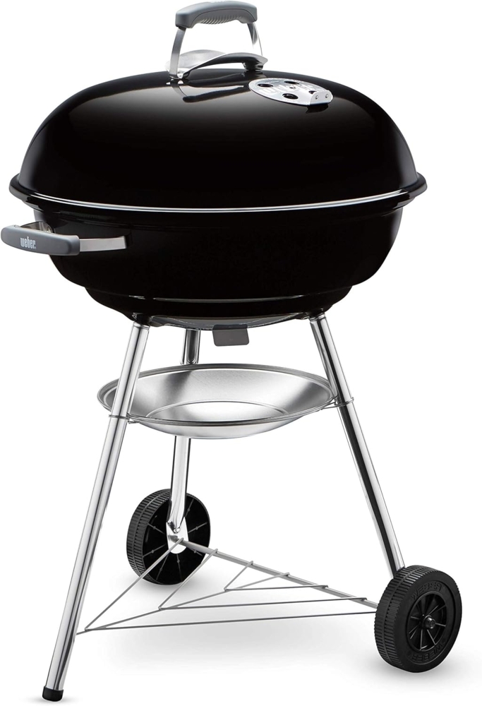 Weber Compact Kettle Holzkohlegrill, Ø 57cm Grillfäche, BBQ Grill mit porzellanemaillierten Deckel & Kessel, Dreibein-Ständer & Räder, verchromter Grillrost - Schwarz (1321004) Bild 1