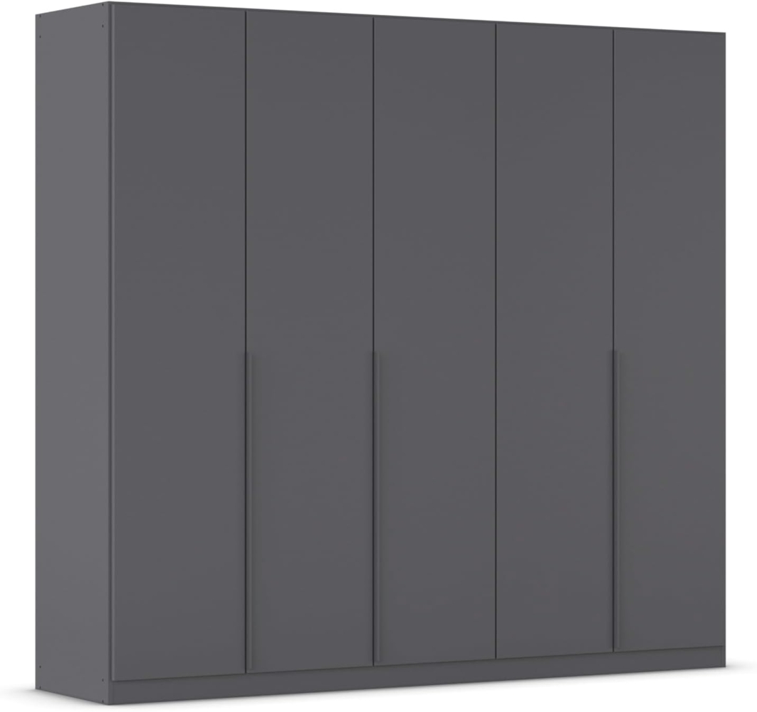 Rauch Möbel Alabama, Kleiderschrank, Garderobenschrank, 5-türig, Zubehör Basic, 3 Kleiderstangen, 3 Einlegeböden, Farbe Grau metallic, Schwarz, Griff Grau metallic, 226 x 210 x 54 cm Bild 1