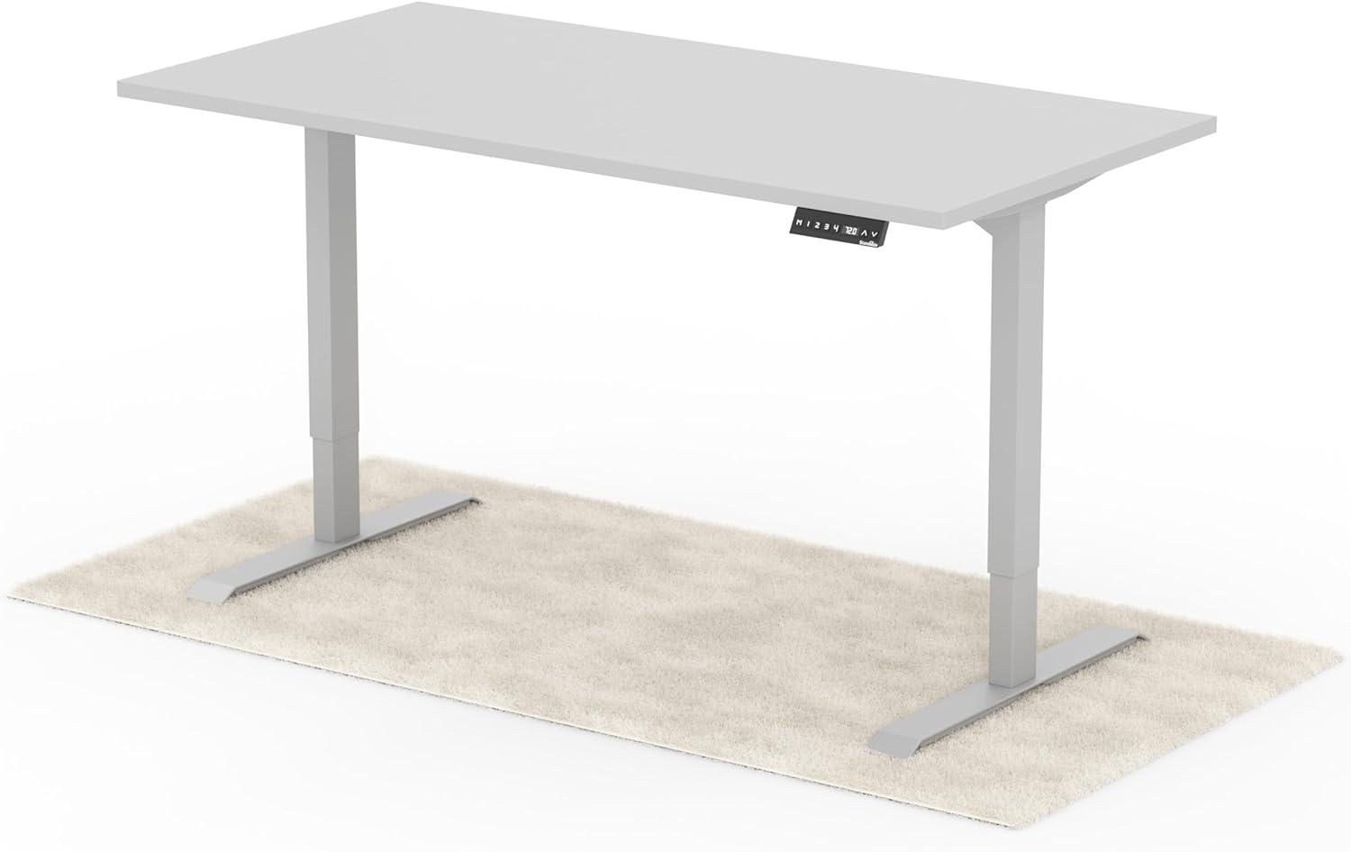 elektrisch höhenverstellbarer Schreibtisch DESK 160 x 80 cm - Gestell Grau, Platte Grau Bild 1