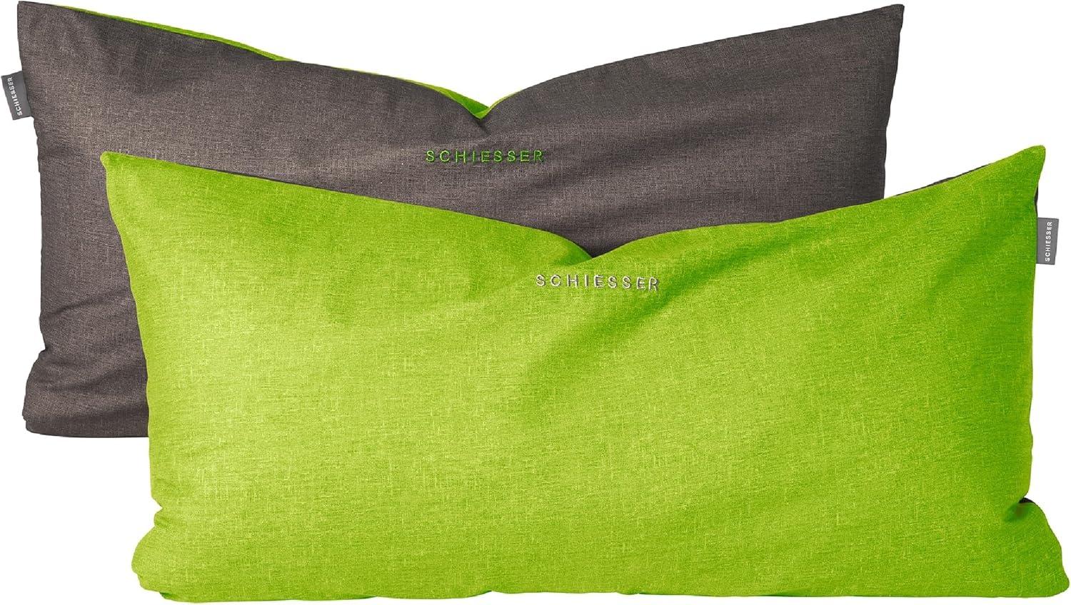 Schiesser Kissenhüllen, 2 Stück, Wendeoptik, Made in Green, Baumwolle in Renforcé-Qualität, 40x80 cm, Grün Bild 1