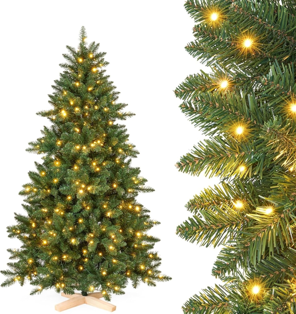 Yorbay Künstlicher Weihnachtsbaum LED Weihnachtsbaum 150-210 cm, Zweifarbiges Licht, 10 Lichtfunktionen (inkl. Dauerlicht, Blinken, sanfte Übergänge) Bild 1