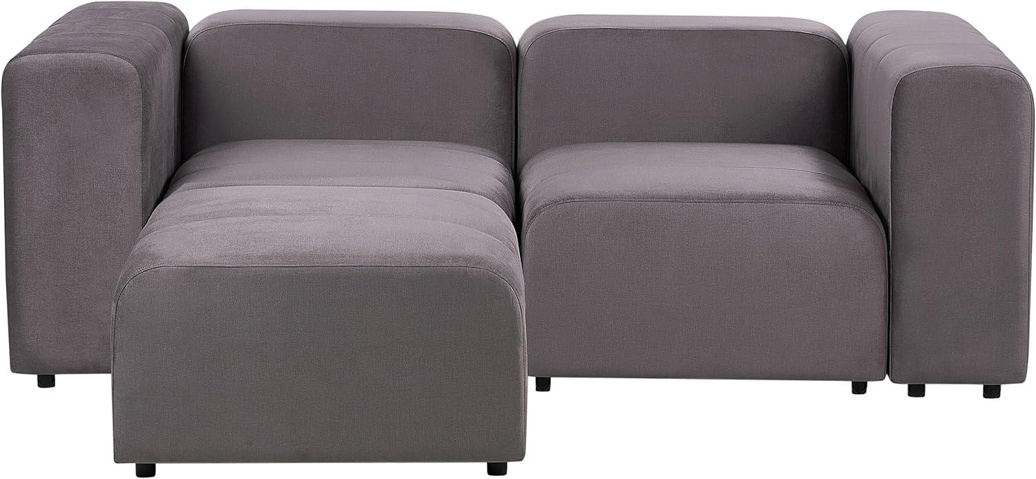 2-Sitzer Sofa Samtstoff dunkelgrau mit Ottomane FALSTERBO Bild 1