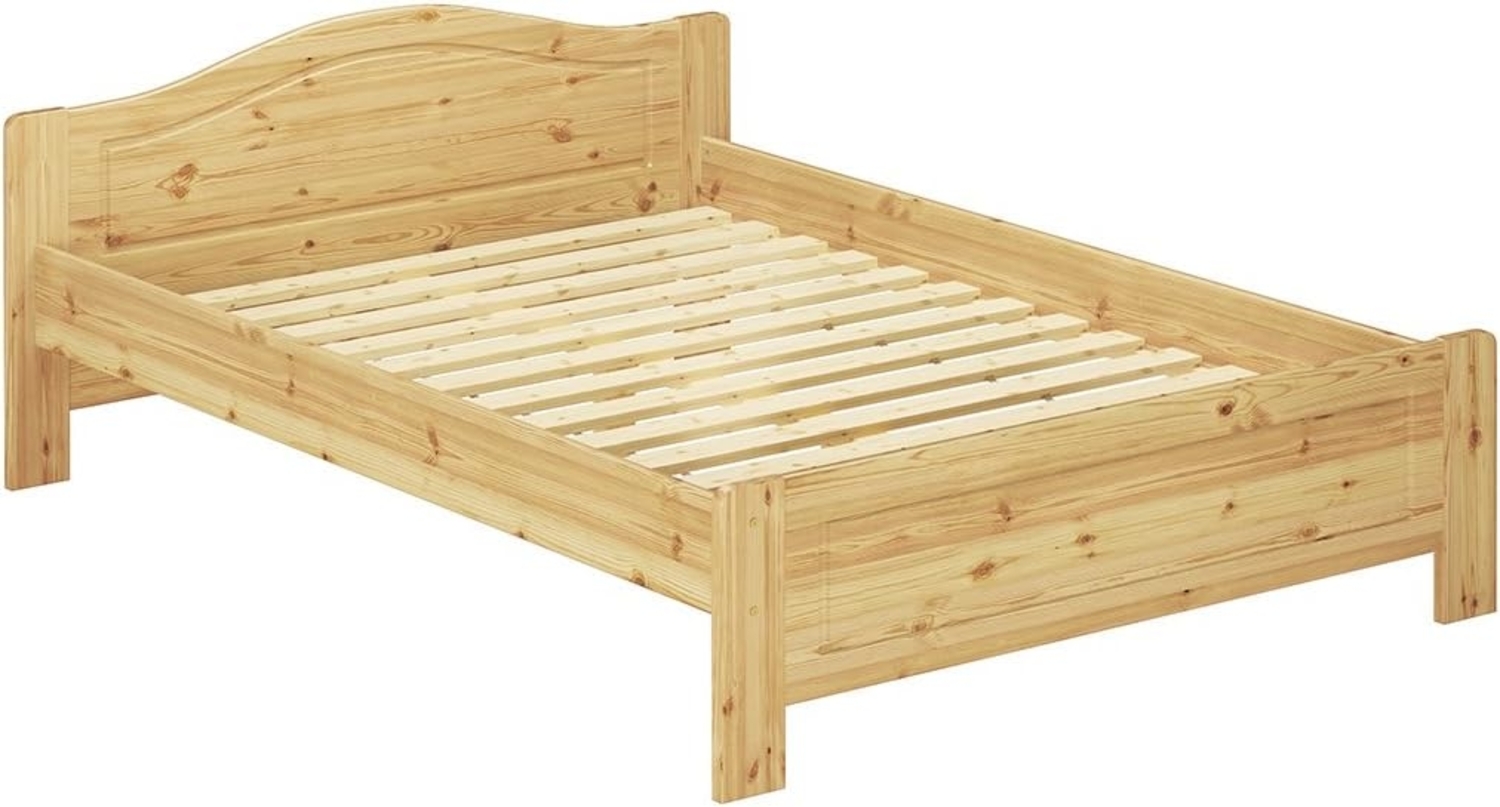 ERST-HOLZ Bett Klassisches Holzbett 140x200 mit Rost, Kieferfarblos lackiert Bild 1