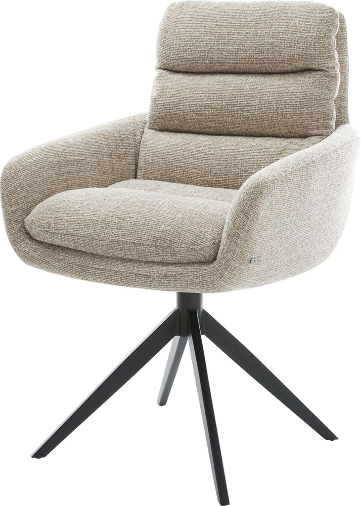 Drehstuhl Abelia-Flex mit Armlehnen Webstoff Soft Beige Kreuzgestell breit Schwarz 360° drehbar Wippfunktion Bild 1