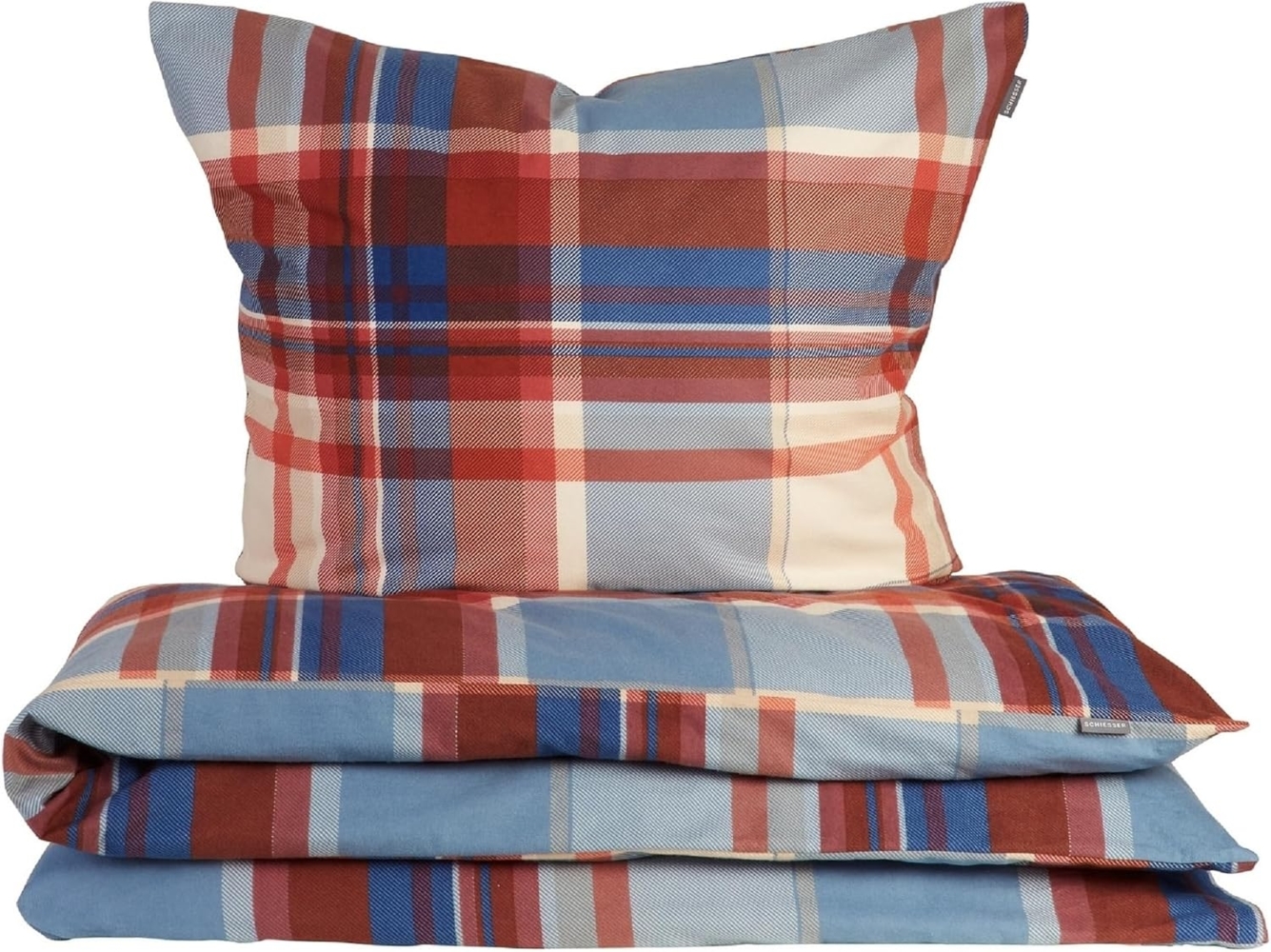 Schiesser Bettwäscheset Solange - Feinbiber - 2-teilig - 155 x 220 cm - Orange-Blau Bild 1