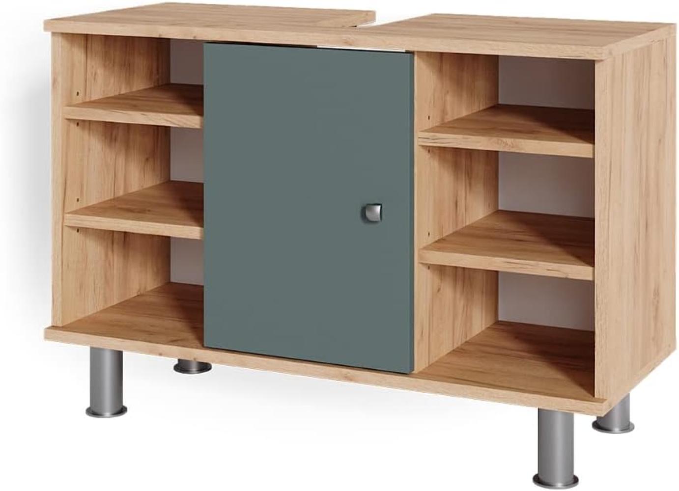 Vicco Waschtischunterschrank Badschrank Waschbecken Fynn Eiche Grün Badmöbel 80cm Bild 1