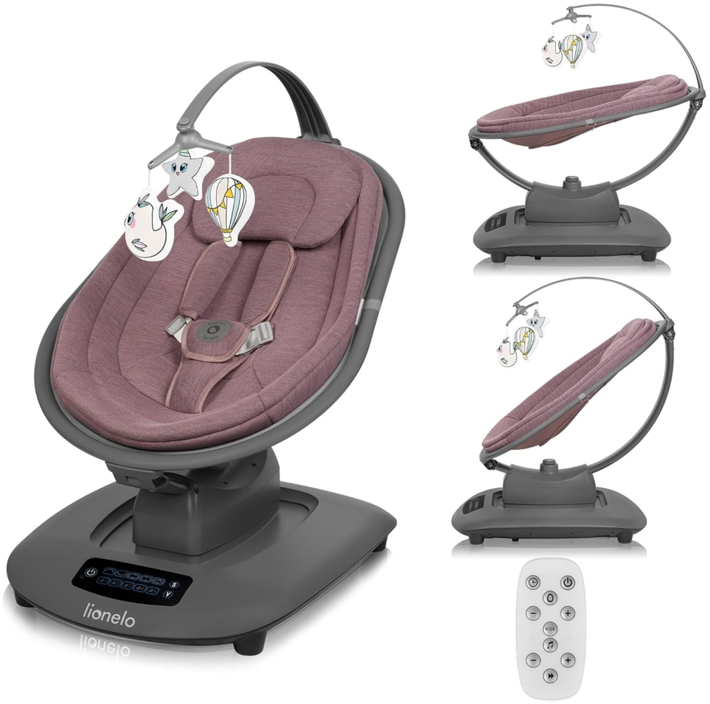 LIONELO BLOSSOM Elektrische Babywippe bis zu 9 kg Babyliege Verstellbare Rückenlehne Natürliches Schaukeln 5 Geschwindigkeiten Ergonomischer Sitz Bluetooth-Fernbedienung, 5 Melodien Bild 1