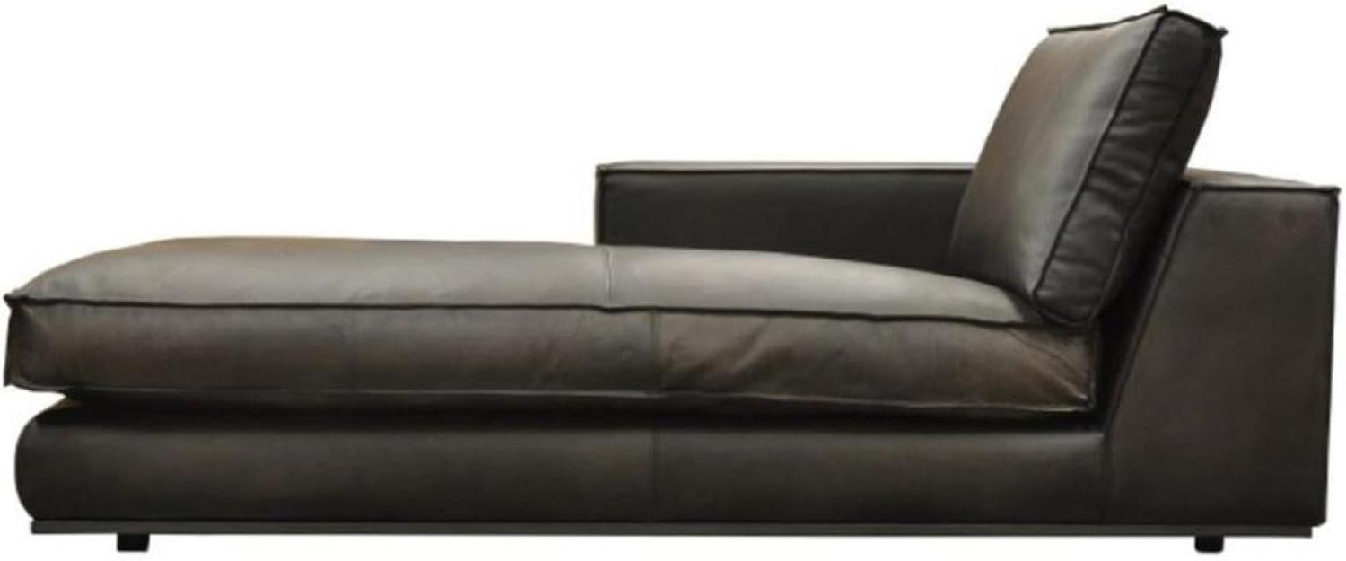 Casa Padrino Luxus Echtleder Chaiselongue Rechte Seite Schwarz 186 cm Bild 1