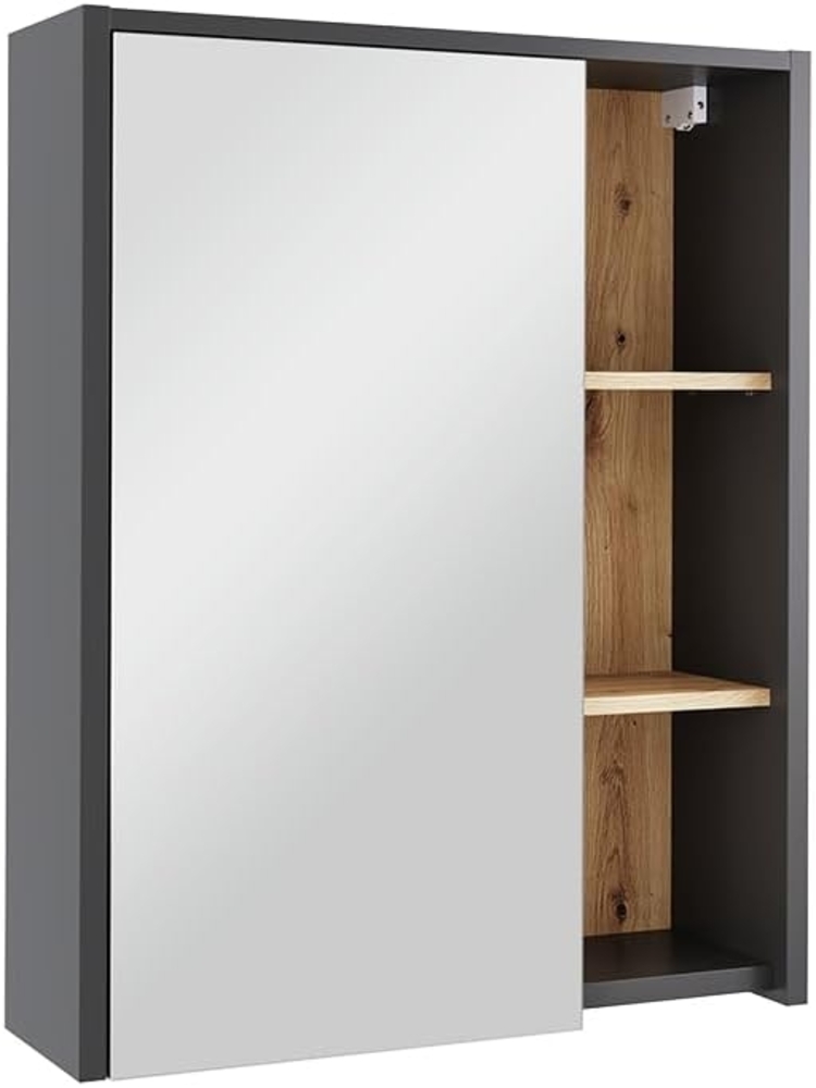 Badspiegelschrank Viola Grau/Artisan 60 x 75 cm mit offenen Regalen Vicco Bild 1