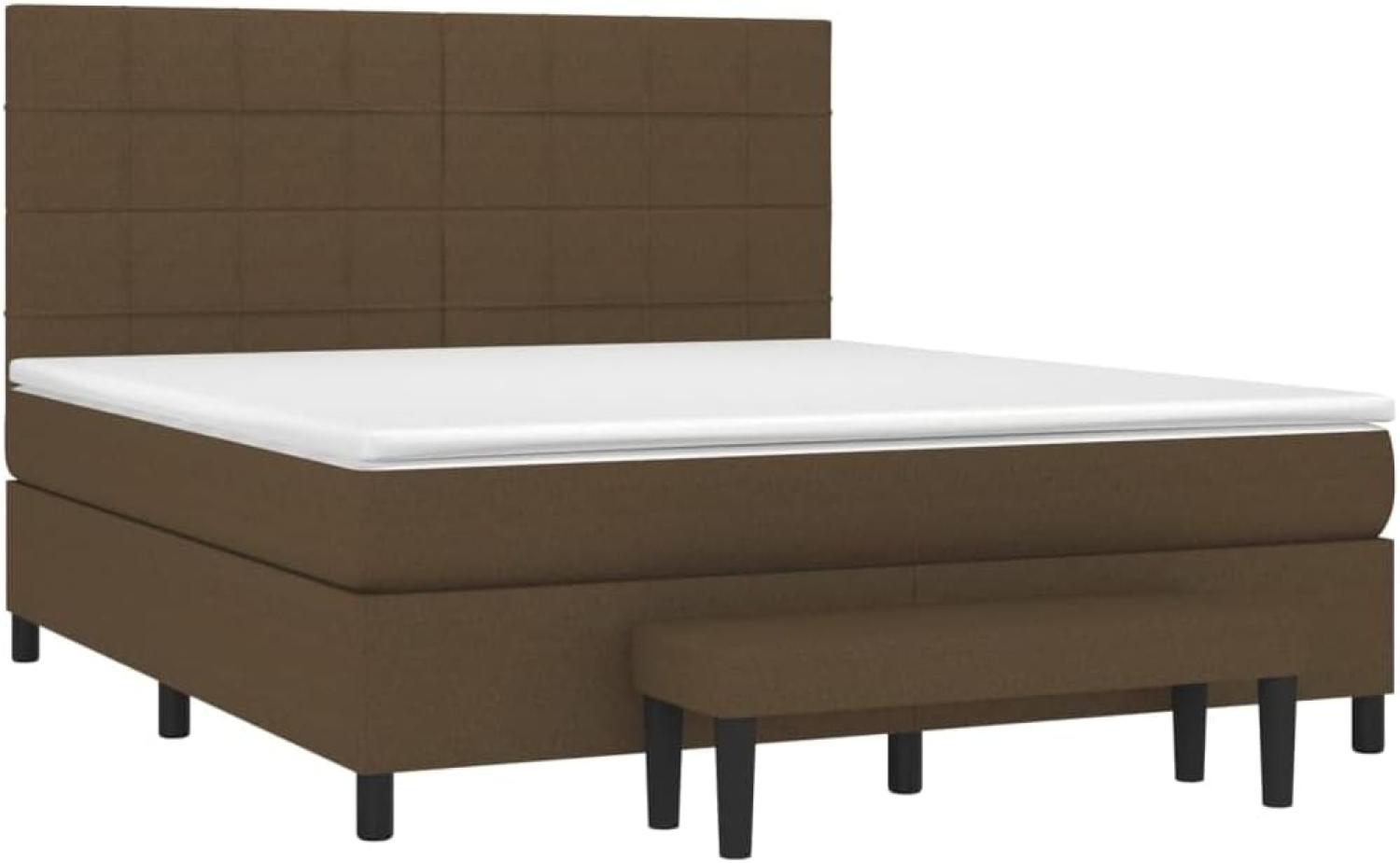 vidaXL Boxspringbett mit Matratze Dunkelbraun 180x200 cm Stoff, Härtegrad: H2 [3136616] Bild 1