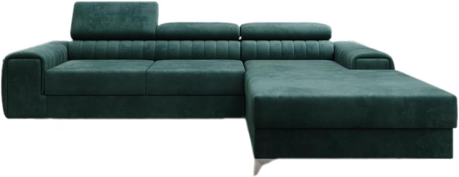 Designer Sofa Melinda mit Schlaf- und Klappfunktion Samt Grün Rechts Bild 1