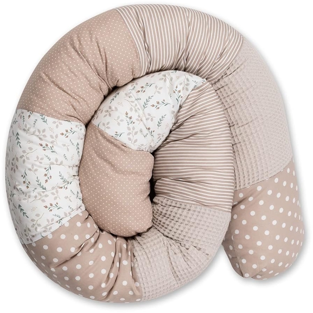 ULLENBOOM ® Baby Kuschelschlange 200x13 cm Sandblume (Made in EU) - Kuschelschnecke in vielen Farben und Größen, Bezug: 100% OEKO TEX Baumwolle, Nackenrolle, Kopfschutz für Wickeltisch, Motiv: Sterne Bild 1