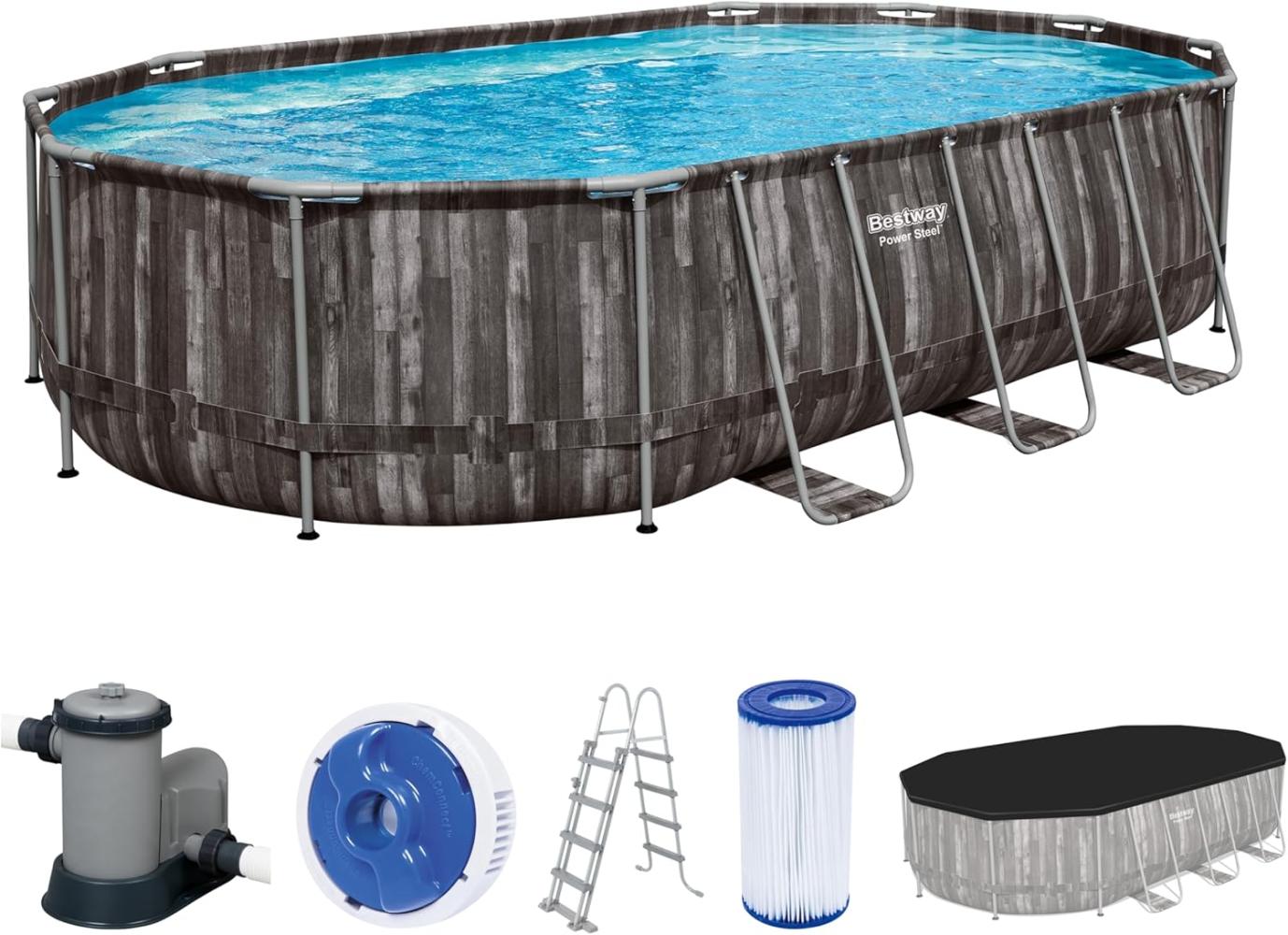 Bestway Power Steel Swimmingpool-Set Oval 488x305x107 cm 92860 Bild 1