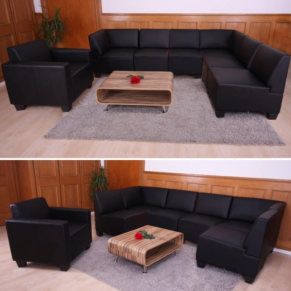 Modular Sofa-System Couch-Garnitur Lyon 6-1, Kunstleder ~ schwarz Bild 1