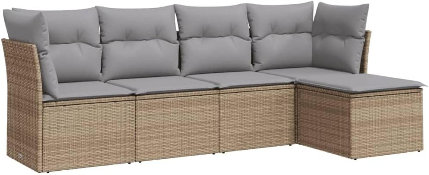 vidaXL 5-tlg. Garten-Sofagarnitur mit Kissen Beige Poly Rattan 3217559 Bild 1