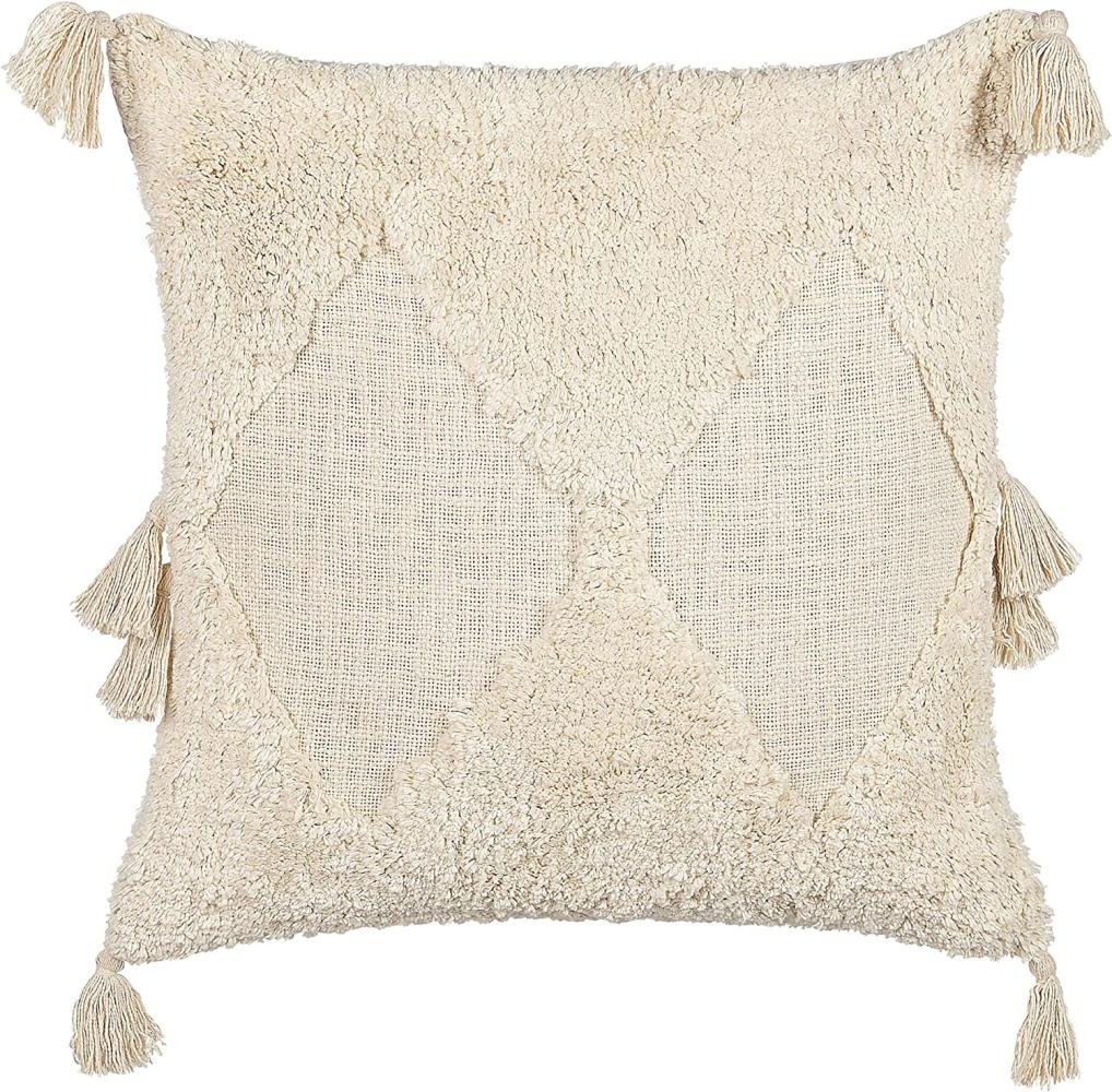 Dekokissen Geometrisches Muster AVIUM Baumwolle 45 x 45 cm Helles Beige Bild 1