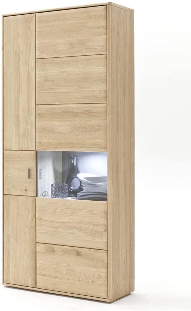 Wohnzimmerschrank Torrent 8 Eiche bianco massiv 94x206x39 cm Vitrine mit Beleuchtung Bild 1