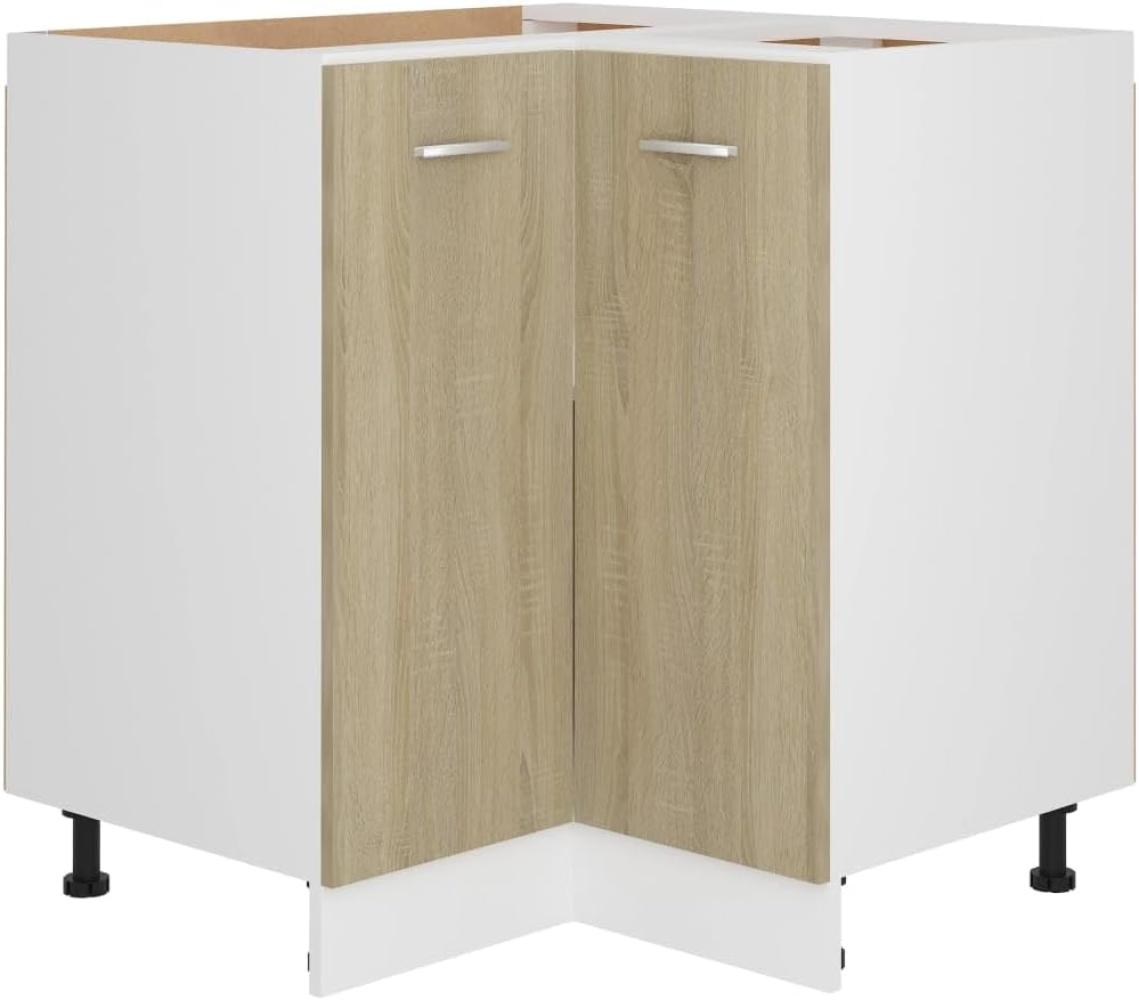 vidaXL Eckunterschrank 2 Regalböden Küchenschrank Küchenzeile Eckschrank Küchenmöbel Einbauküche Schrank Sonoma-Eiche 75,5x75,5x80,5cm Holzwerkstoff Bild 1