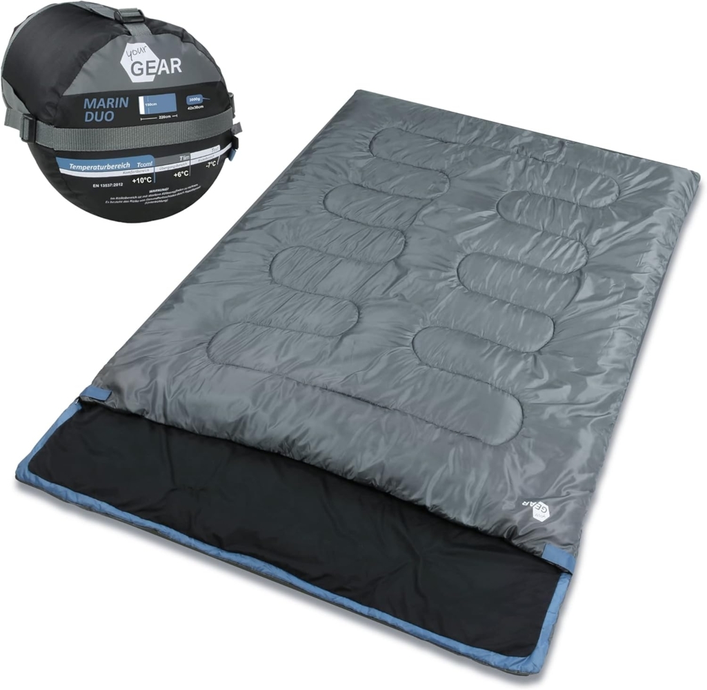 yourGEAR Doppeldeckenschlafsack your GEAR 2 Mann Schlafsack Marin -7°C Deckenschlafsack 220x150 Bild 1