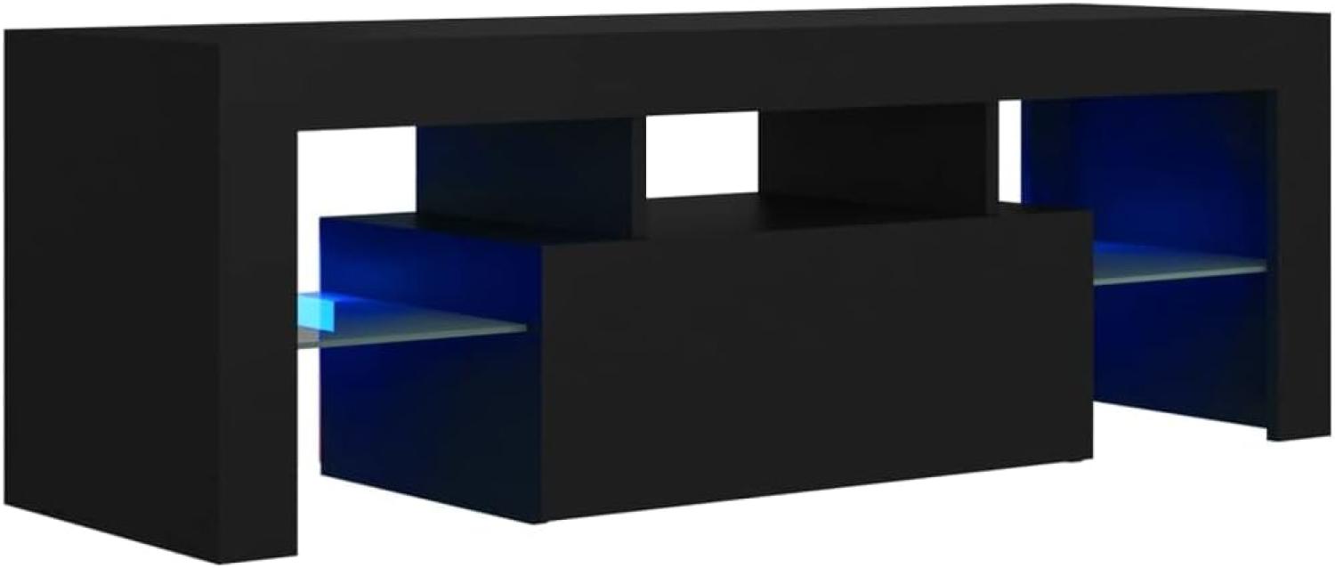 vidaXL TV Schrank mit LED-Leuchten Lowboard Fernsehschrank Fernsehtisch Sideboard HiFi-Schrank TV Möbel Tisch Board Schwarz 120 x 35 x 40 cm Bild 1