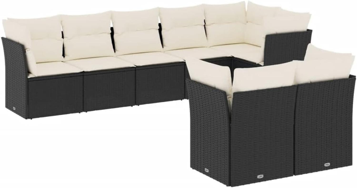 vidaXL 8-tlg. Garten-Sofagarnitur mit Kissen Schwarz Poly Rattan 3249745 Bild 1